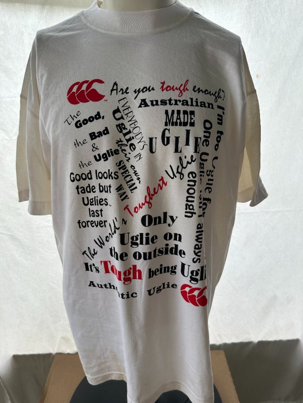 NOS Canterbury of New Zealand Uglies Message Men's White T Shirt Size XL